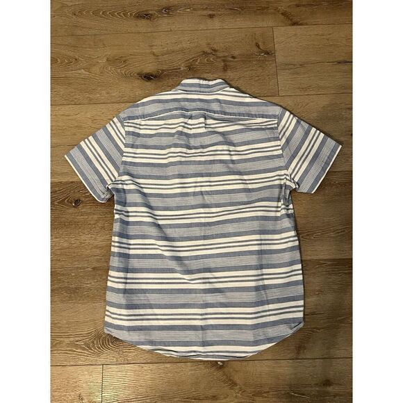 J. Crew Mens Blue Striped Short Sleeve Polo Single Pocket Size Small - Picture 2 of 3